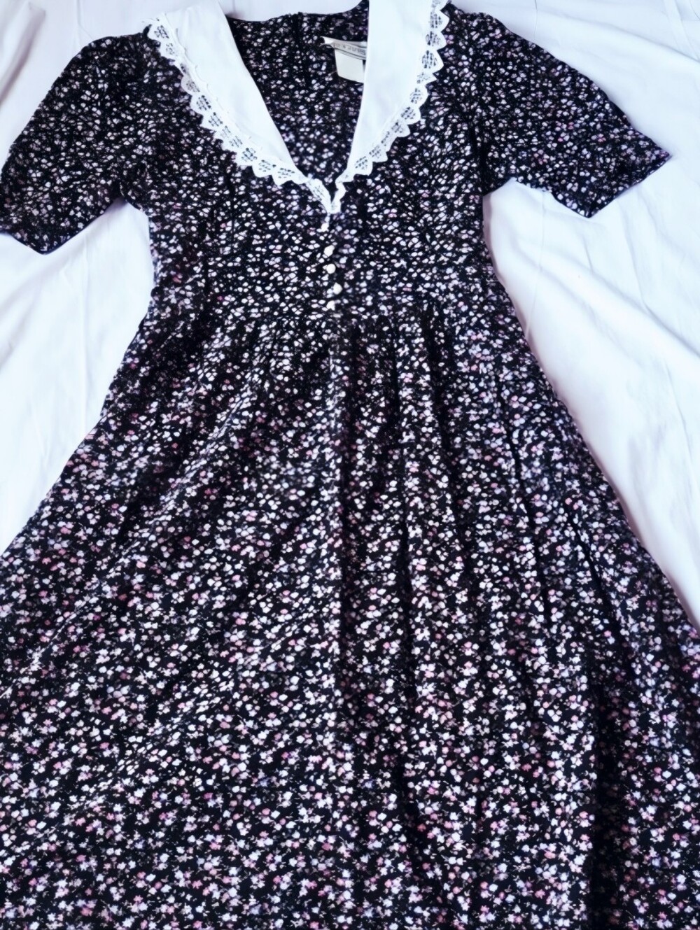 Country Romance Vintage Peter Pan Collar Dress 13/14 Prairie 90s Cottagecore
